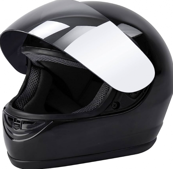 Helm full-face dengan visor reflektif